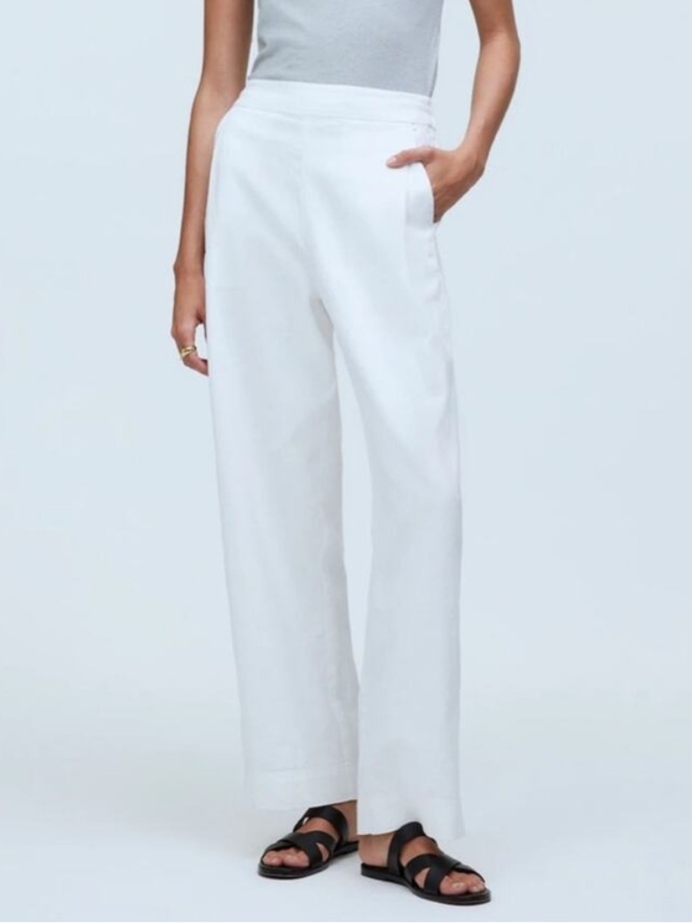 Madewell  Straight Cropped Pull on Linen Pants